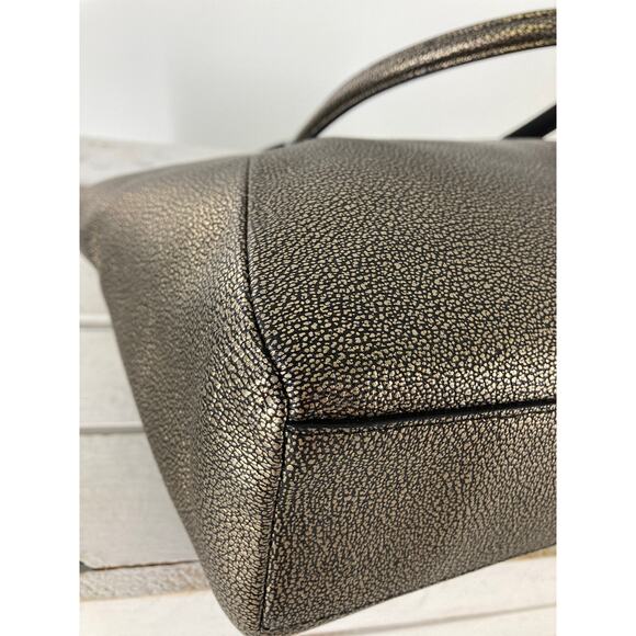 COACH 33736 MEDIUM SIZE GOLD, BLACK LEATHER METALIC HANDBAG - Picture 10 of 12